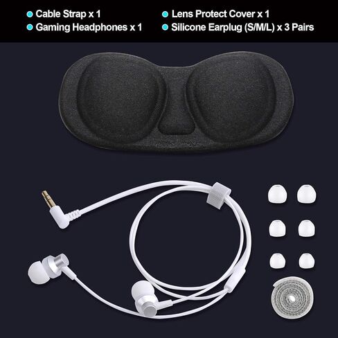 NexiGo VR Lens Protect Cover and Gaming Earphones, Washable and Anti-Scratch Lens Protector, 3D Surrounding Sound Earphones with Custom-Length Short Cable, Designed for Oculus Quest 2 in Kuwait