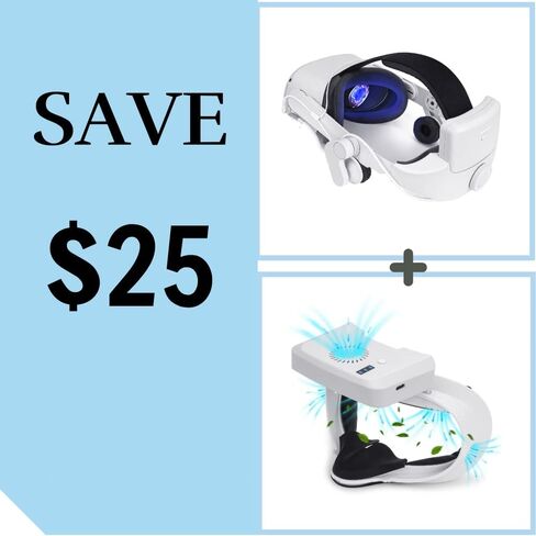 Alcopanda 1 * حزام رأس سماعة الرأس مع بطارية لـ Quest 2+1 * VR Fan لـ Oculus Quest 2 in Kuwait