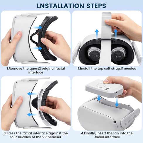 Alcopanda 1 * حزام رأس سماعة الرأس مع بطارية لـ Quest 2+1 * VR Fan لـ Oculus Quest 2 in Kuwait