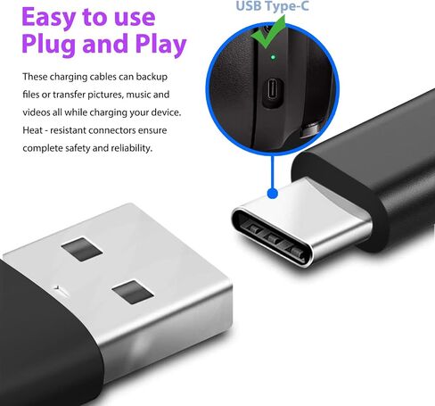 Replacement USB C Charger Charging Cable Cord for Corsair Virtuoso RGB SE/Corsair HS80 RGB/Corsair Virtuoso RGB SE/Virtuoso RGB XT/Corsair HS75 XB Wireless High-Fidelity Gaming Headset (5ft Black) in Saudi Arabia