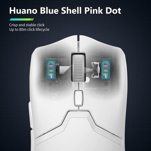 DeLUX M800PRO Wireless Gaming Mouse, Rechargeable Lightweight Computer Mouse, with PAW3395 Sensor 26000DPI, Tri-Mode, Huano Pink Switches, Matt UV Coating (Black) in Saudi Arabia