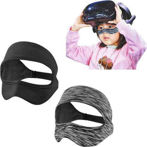 YipuVR 2 PCS VR Sweat Mask, Adjustable Face Cover Universal for Meta Quest 3 Headset, Adjustable Size VR Sweat Band, Gear, VR Workouts Sweat Band Washable Keeping Tidy(Black+Grey) in Kuwait