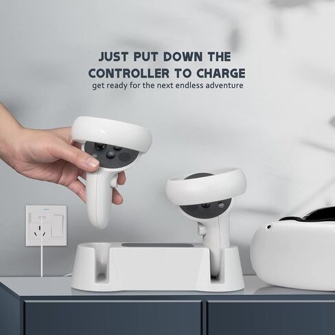 Charging Dock for Oculus Quest 2 Controllers,VR Charger Station for Oculus Quest 2 Controllers Fast Charging Station Set with Type-C Charging Cable in Kuwait