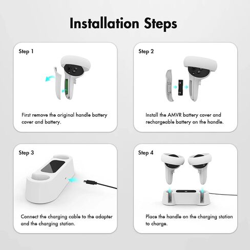 Charging Dock for Oculus Quest 2 Controllers,VR Charger Station for Oculus Quest 2 Controllers Fast Charging Station Set with Type-C Charging Cable in Kuwait