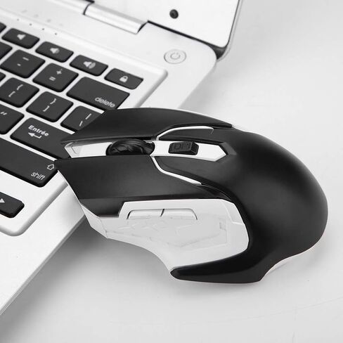 Wireless Gaming Mouse, Rechargeable Slim Silent Mouse, 2.4G Computer Mouse with USB Receiver, 1200DPI, Optical Mouse for PC, Laptop, Computer and Desktop, Battery Time (Black) in Saudi Arabia