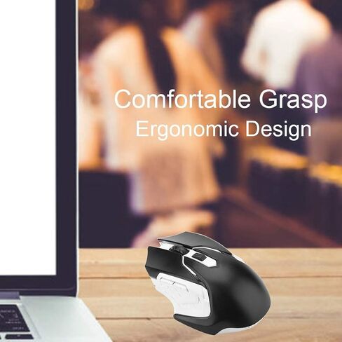 Wireless Gaming Mouse, Rechargeable Slim Silent Mouse, 2.4G Computer Mouse with USB Receiver, 1200DPI, Optical Mouse for PC, Laptop, Computer and Desktop, Battery Time (Black) in Saudi Arabia