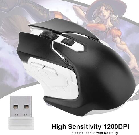 Wireless Gaming Mouse, Rechargeable Slim Silent Mouse, 2.4G Computer Mouse with USB Receiver, 1200DPI, Optical Mouse for PC, Laptop, Computer and Desktop, Battery Time (Black) in Saudi Arabia