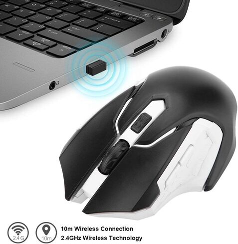 Wireless Gaming Mouse, Rechargeable Slim Silent Mouse, 2.4G Computer Mouse with USB Receiver, 1200DPI, Optical Mouse for PC, Laptop, Computer and Desktop, Battery Time (Black) in Saudi Arabia