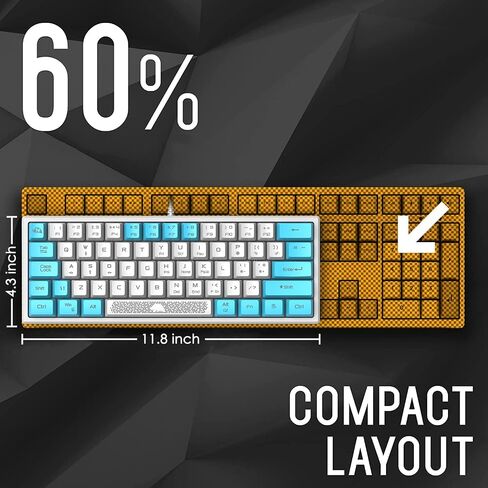 60% Gaming Keyboard and Mouse Combo Samll Mini RGB Backlight Mechanical Feeling and Mechanical RGB 6400 DPI Honeycomb Optical Mouse,Gaming Mouse pad for Gamers and Typists (White & Blue) in Kuwait