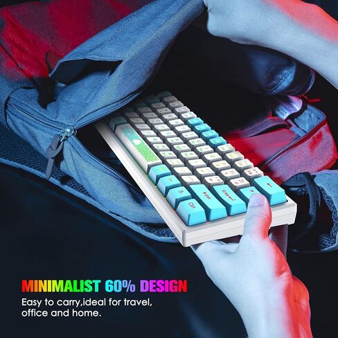 60% Gaming Keyboard and Mouse Combo Samll Mini RGB Backlight Mechanical Feeling and Mechanical RGB 6400 DPI Honeycomb Optical Mouse,Gaming Mouse pad for Gamers and Typists (White & Blue) in Kuwait