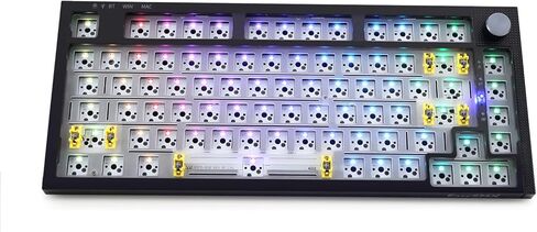 ايزي اس ام اكس كيبورد العاب مخصصة 75% بالحجم الكامل RGB معياري يمكنك تركيبها بنفسك، 81 مفتاح التبديل السريع 3 دبابيس/5 دبابيس، وضع ثلاثي قابل للبرمجة/بلوتوث/سلكي/اتصال لاسلكي 2.4GHz in Saudi Arabia