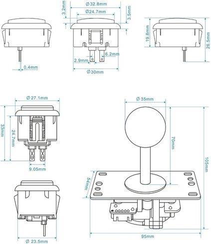 SJJX DIY Arcade Game Button and Joystick Controller Kit for Rapsberry Pi and Windows,5 Pin Joystick and 10 Push Buttons 822a08 mix white in Saudi Arabia