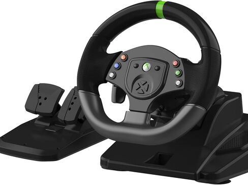 عجلة قيادة لأجهزة Xbox 360، عجلة سباق ألعاب الكمبيوتر الشخصي، عجلة قيادة 180 درجة مع دواسات ومحول لأجهزة XBOX 360 / PS3 / PC/Switch/Android in Saudi Arabia