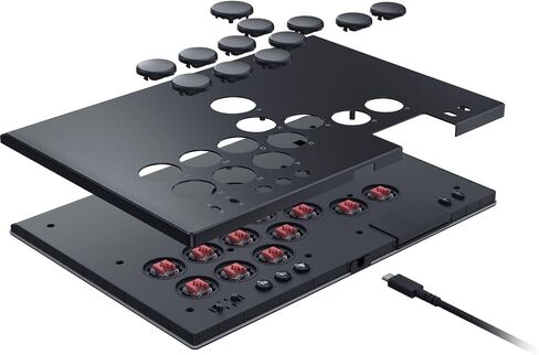 وحدة التحكم Razer Kitsune All-Button Arcade: لجهاز PS5 / PlayStation 5 والكمبيوتر الشخصي - مفاتيح بصرية منخفضة المستوى - عامل الشكل النحيف - لوحة علوية قابلة للإزالة - إضاءة Chroma RGB - USB Type C - أسود in Kuwait