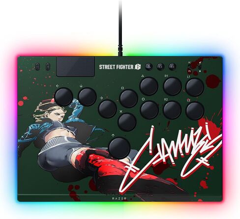 وحدة التحكم Razer Kitsune All-Button Arcade: لجهاز PS5 / PlayStation 5 والكمبيوتر الشخصي - مفاتيح بصرية منخفضة المستوى - عامل الشكل النحيف - لوحة علوية قابلة للإزالة - إضاءة Chroma RGB - USB Type C - أسود in Kuwait