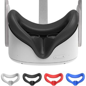 2Pcs VR Silicone Face Cover for Oculus Quest 2,Light-Thin VR Face Pads,Waterproof Anti-Dirty Replacement Facial Cushion VR Pads Accessories (2Pcs/Red+Blue)