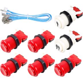 7X Arcade Buttons 30mm Happ Type Standard Push Buttons Switch with 20cm Cable for Arcade Joystick Arcade1up Games Console (Black) in Kuwait