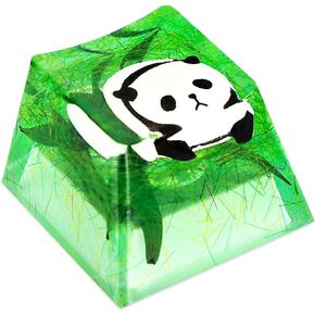 ايكيسي اغطية مفاتيح من الراتنج بتصميم باندا مع غطاء مفاتيح مخصص من الخيزران لمفاتيح تشيري ام اكس الميكانيكية للالعاب، غطاء مفاتيح باضاءة خلفية شفافة R4، هدية لمحبي العاب الكمبيوتر in Kuwait