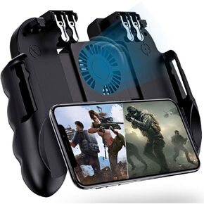 4 Trigger Mobile Game Controller with Cooling Fan for PUBG/Call of Duty/Fortnite [6 Finger Operation] YOBWIN L1R1 L2R2 Gaming Grip Gamepad Mobile Controller Trigger for 4.7-6.5" iOS Android Phone in Saudi Arabia
