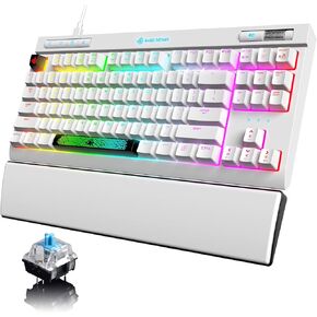 لوحة مفاتيح ميكانيكية للألعاب، Chroma RGB 18 نوعًا من لوحة المفاتيح المدمجة بإضاءة خلفية LED باللون الأزرق مع سلك من النوع C، 87 مفتاحًا مضادًا للظلال لألعاب الكمبيوتر - أسود in Kuwait