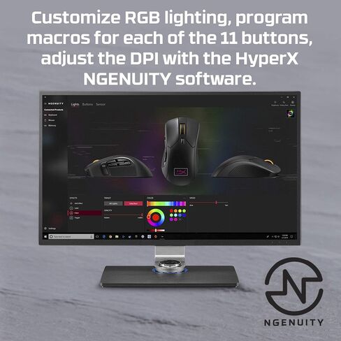 HyperX Pulsefire Dart - Wireless RGB Gaming Mouse, Software-Controlled Customization, 6 Programmable Buttons, Qi-Charging Battery up to 50 hours - PC, PS4, Xbox One Compatible,Black in Saudi Arabia