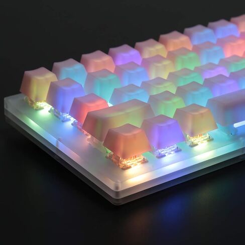 POM Jelly Keycaps Doubleshot Translucent OEM Profile for 61/87/104/108 Keys PC Gaming Mechanical Keyboards (Rainbow) in Kuwait