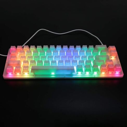 POM Jelly Keycaps Doubleshot Translucent OEM Profile for 61/87/104/108 Keys PC Gaming Mechanical Keyboards (Rainbow) in Kuwait