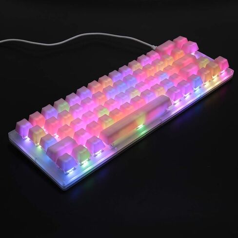 POM Jelly Keycaps Doubleshot Translucent OEM Profile for 61/87/104/108 Keys PC Gaming Mechanical Keyboards (Rainbow) in Kuwait