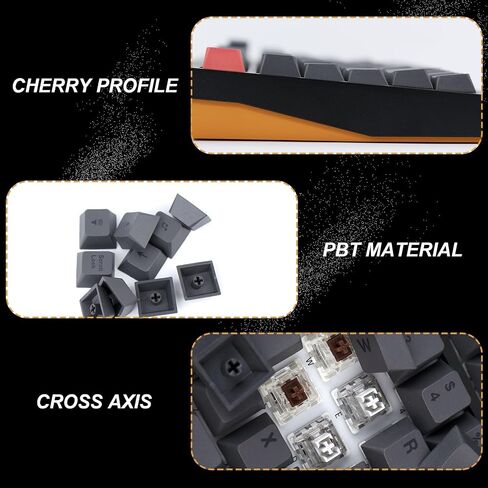 GEKUCAP 128 Keys Dark Grey Keycaps, Cherrr Profile PBT Customized Keycaps Set, Dye Sublimation Black and Grey Keycaps Fit for Any Cherry Mx Switches Gaming Mechanical Keyboard in Saudi Arabia