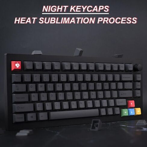 GEKUCAP 128 Keys Dark Grey Keycaps, Cherrr Profile PBT Customized Keycaps Set, Dye Sublimation Black and Grey Keycaps Fit for Any Cherry Mx Switches Gaming Mechanical Keyboard in Saudi Arabia