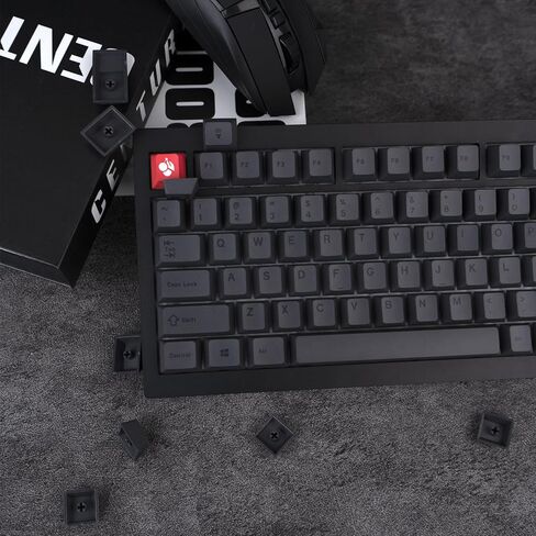 GEKUCAP 128 Keys Dark Grey Keycaps, Cherrr Profile PBT Customized Keycaps Set, Dye Sublimation Black and Grey Keycaps Fit for Any Cherry Mx Switches Gaming Mechanical Keyboard in Saudi Arabia