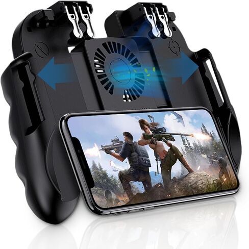 Mobile Game Controller for PUBG, Phone Power Handle Heat Dissipation Gamepad with Cooling Fan, Smartphone Game Shoot Trigger Joystick Remote Grip, for iOS, for Android in Kuwait