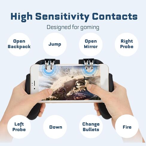 Mobile Game Controller for PUBG, Phone Power Handle Heat Dissipation Gamepad with Cooling Fan, Smartphone Game Shoot Trigger Joystick Remote Grip, for iOS, for Android in Kuwait