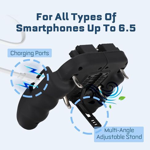 Mobile Game Controller for PUBG, Phone Power Handle Heat Dissipation Gamepad with Cooling Fan, Smartphone Game Shoot Trigger Joystick Remote Grip, for iOS, for Android in Kuwait