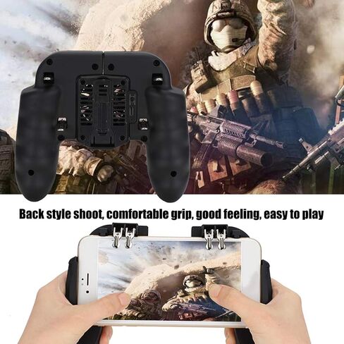 Mobile Game Controller for PUBG, Phone Power Handle Heat Dissipation Gamepad with Cooling Fan, Smartphone Game Shoot Trigger Joystick Remote Grip, for iOS, for Android in Kuwait