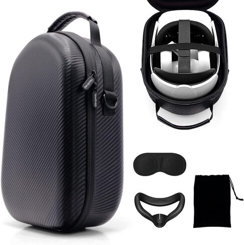 حافظة لجهاز Oculus Quest 2، حقيبة سفر صلبة لسماعة رأس Oculus Quest 2 VR مع حزام النخبة الرسمي، ملحقات وحدات التحكم باللمس، حقيبة حمل ألعاب الواقع الافتراضي مع قناع وجه من السيليكون، غطاء عدسة in Kuwait