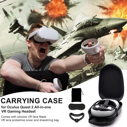 حافظة لجهاز Oculus Quest 2، حقيبة سفر صلبة لسماعة رأس Oculus Quest 2 VR مع حزام النخبة الرسمي، ملحقات وحدات التحكم باللمس، حقيبة حمل ألعاب الواقع الافتراضي مع قناع وجه من السيليكون، غطاء عدسة in Kuwait