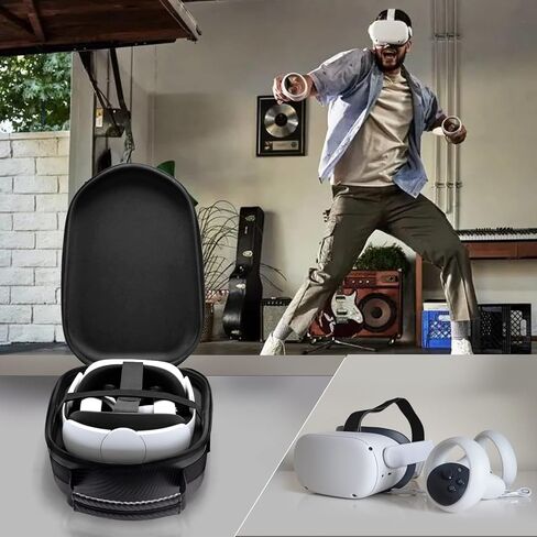 حافظة لجهاز Oculus Quest 2، حقيبة سفر صلبة لسماعة رأس Oculus Quest 2 VR مع حزام النخبة الرسمي، ملحقات وحدات التحكم باللمس، حقيبة حمل ألعاب الواقع الافتراضي مع قناع وجه من السيليكون، غطاء عدسة in Kuwait