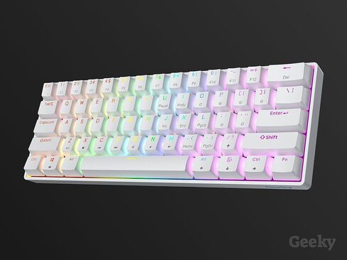 العبقري غريب الأطوار GK61 60% | لوحة مفاتيح الألعاب الميكانيكية القابلة للتبديل السريع | 61 مفتاحًا بإضاءة خلفية LED RGB متعددة الألوان لألعاب الكمبيوتر/Mac | تخطيط أمريكي أمريكي ANSI (أسود، بني ميكانيكي) in Kuwait