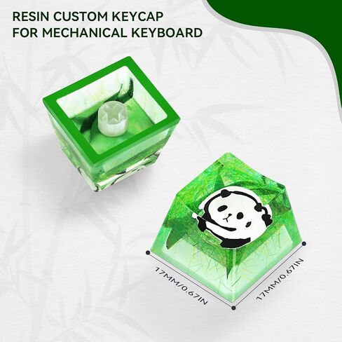 ايكيسي اغطية مفاتيح من الراتنج بتصميم باندا مع غطاء مفاتيح مخصص من الخيزران لمفاتيح تشيري ام اكس الميكانيكية للالعاب، غطاء مفاتيح باضاءة خلفية شفافة R4، هدية لمحبي العاب الكمبيوتر in Kuwait