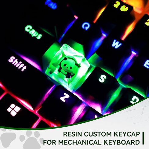 ايكيسي اغطية مفاتيح من الراتنج بتصميم باندا مع غطاء مفاتيح مخصص من الخيزران لمفاتيح تشيري ام اكس الميكانيكية للالعاب، غطاء مفاتيح باضاءة خلفية شفافة R4، هدية لمحبي العاب الكمبيوتر in Kuwait