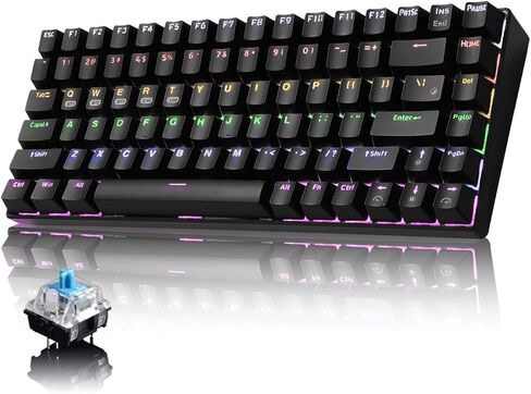 Wireless Mechanical Gaming Keyboard,2.4G/Type-C/Bluetooth Rechargeable Mini Keyboard with RGB Backlit,Red Switch,84 Keys Portable for Windows Mac Xbox Gamer,Easy to Carry on Trip in Saudi Arabia