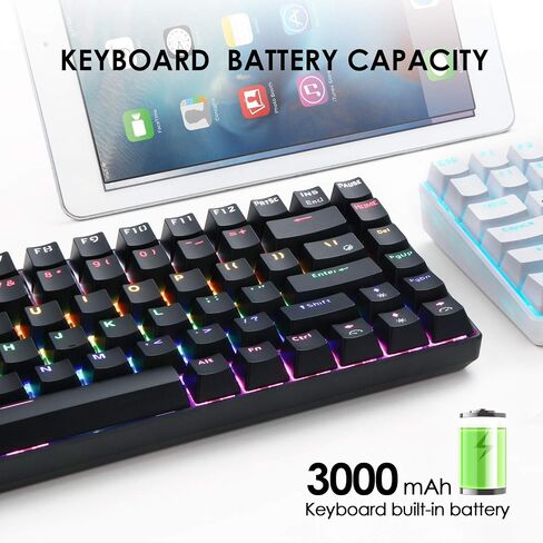 Wireless Mechanical Gaming Keyboard,2.4G/Type-C/Bluetooth Rechargeable Mini Keyboard with RGB Backlit,Red Switch,84 Keys Portable for Windows Mac Xbox Gamer,Easy to Carry on Trip in Saudi Arabia