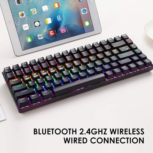 Wireless Mechanical Gaming Keyboard,2.4G/Type-C/Bluetooth Rechargeable Mini Keyboard with RGB Backlit,Red Switch,84 Keys Portable for Windows Mac Xbox Gamer,Easy to Carry on Trip in Saudi Arabia