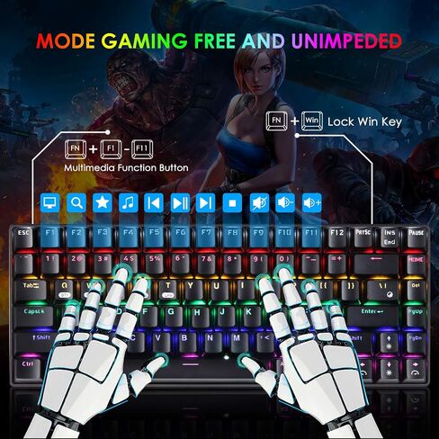Wireless Mechanical Gaming Keyboard,2.4G/Type-C/Bluetooth Rechargeable Mini Keyboard with RGB Backlit,Red Switch,84 Keys Portable for Windows Mac Xbox Gamer,Easy to Carry on Trip in Saudi Arabia
