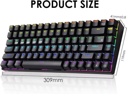 Wireless Mechanical Gaming Keyboard,2.4G/Type-C/Bluetooth Rechargeable Mini Keyboard with RGB Backlit,Red Switch,84 Keys Portable for Windows Mac Xbox Gamer,Easy to Carry on Trip in Saudi Arabia