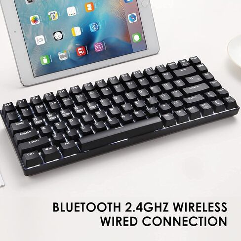 Wireless Mechanical Gaming Keyboard,2.4G/Type-C/Bluetooth Rechargeable Mini Keyboard with RGB Backlit,Red Switch,84 Keys Portable for Windows Mac Xbox Gamer,Easy to Carry on Trip in Saudi Arabia