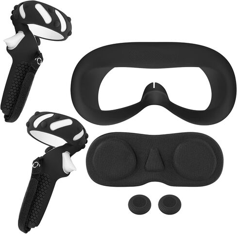 Geekria VR Cover Accessories Set Compatible with Pico Neo 3, Touch Controller Grip Cover, Pico Neo 3 Front Face Protector Cover, Silicone Face Cover with Lens Protective Cover (Black) in Saudi Arabia