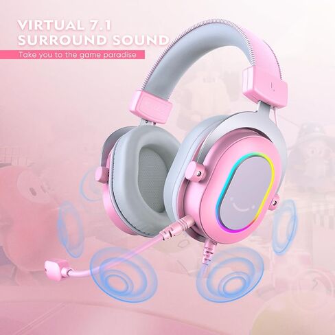 FIFINE Gaming Headset for PC-Wired Headphones with Microphone-7.1 Surround Sound Computer USB Headset for Laptop, Streaming Headphones on PS4/PS5, with EQ Mode, RGB, Soft Ear Pads - AmpliGame H6 in Saudi Arabia