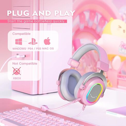FIFINE Gaming Headset for PC-Wired Headphones with Microphone-7.1 Surround Sound Computer USB Headset for Laptop, Streaming Headphones on PS4/PS5, with EQ Mode, RGB, Soft Ear Pads - AmpliGame H6 in Saudi Arabia